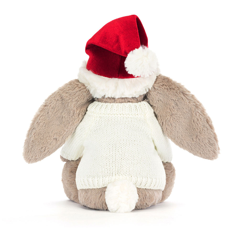 Bashful Christmas Bunny with Personalised Cream Jumper