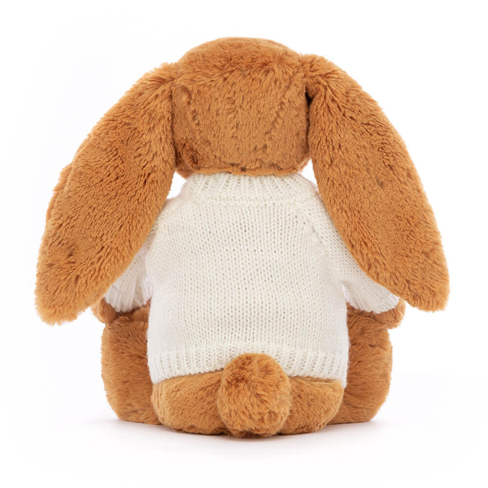 Bashful Golden Bunny with Personalised Cream Jumper