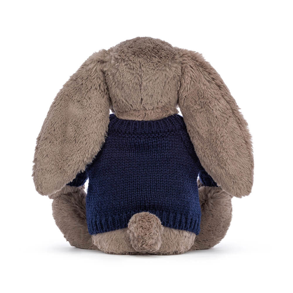 Bashful Truffle Bunny with Personalised Navy Jumper