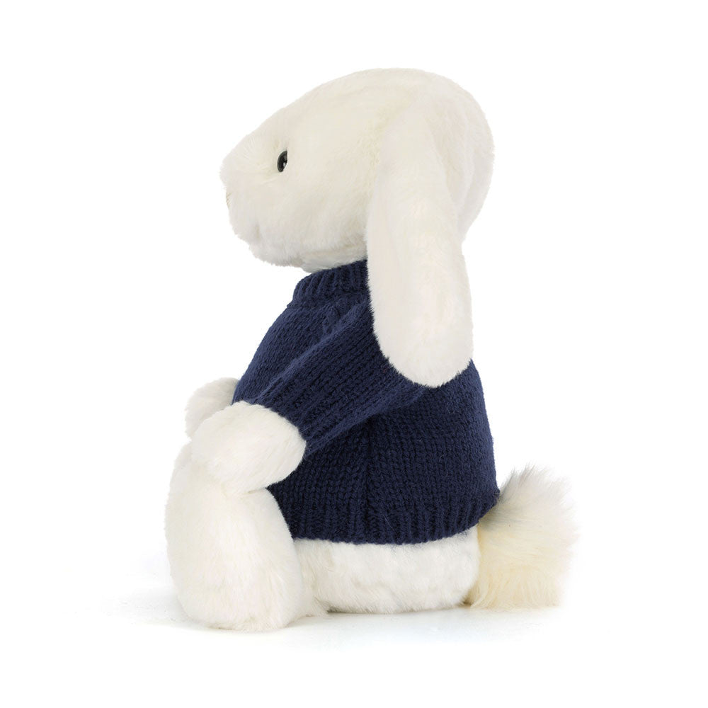 Bashful Luxe Bunny Luna with Personalised Navy Jumper