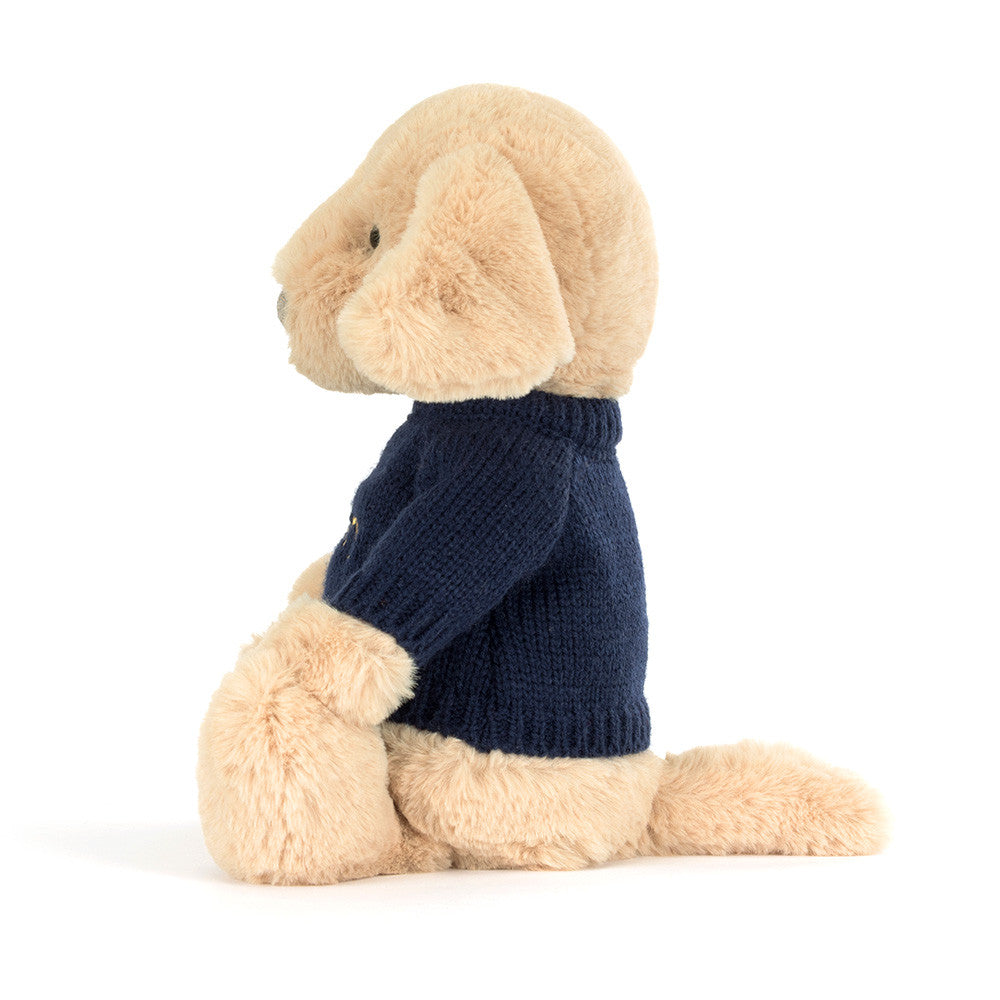 Bashful Luxe Puppy Orlando with Personalised Navy Jumper