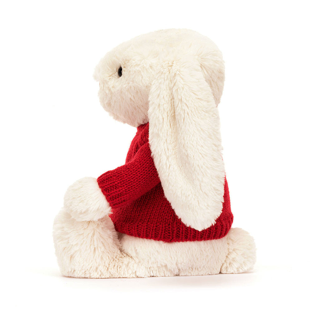 Bashful Cream Bunny with Personalised Red Jumper