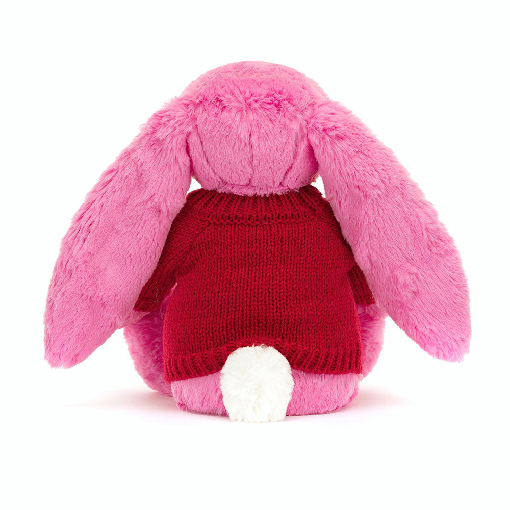 Bashful Hot Pink Bunny with Personalised Red Jumper