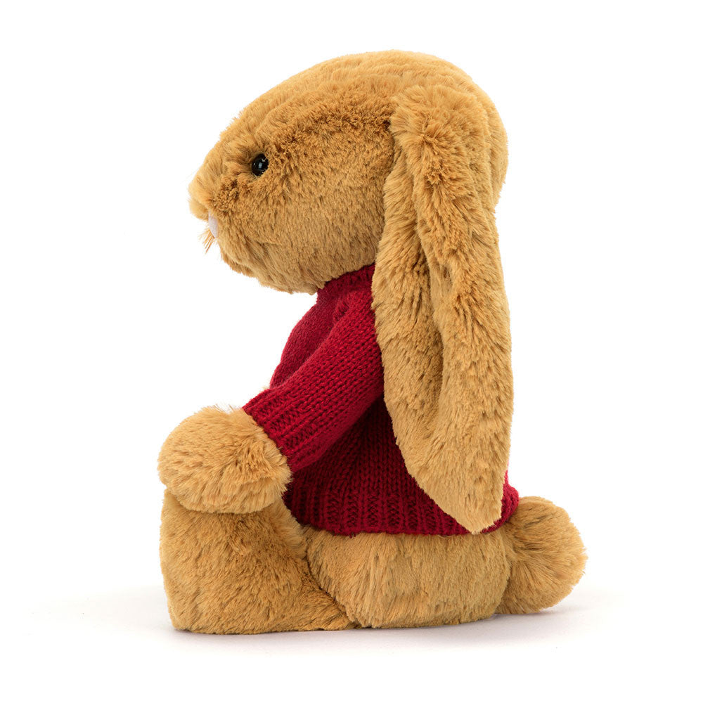 Bashful Golden Bunny with Personalised Red Jumper