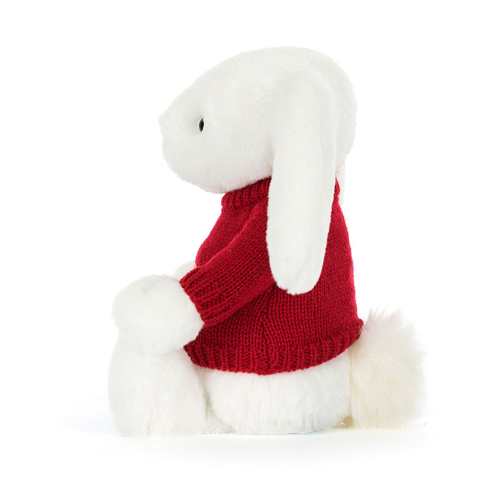 Bashful Luxe Bunny Luna with Personalised Red Jumper