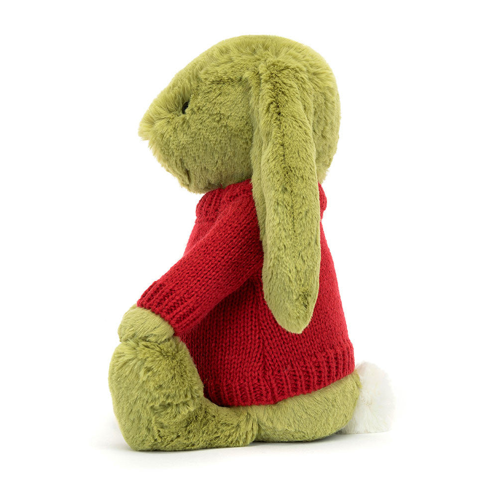 Bashful Moss Bunny with Personalised Red Jumper