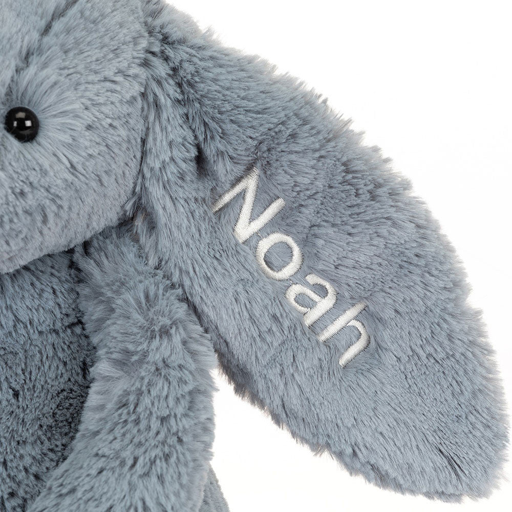 Personalised Bashful Dusky Blue Bunny Medium