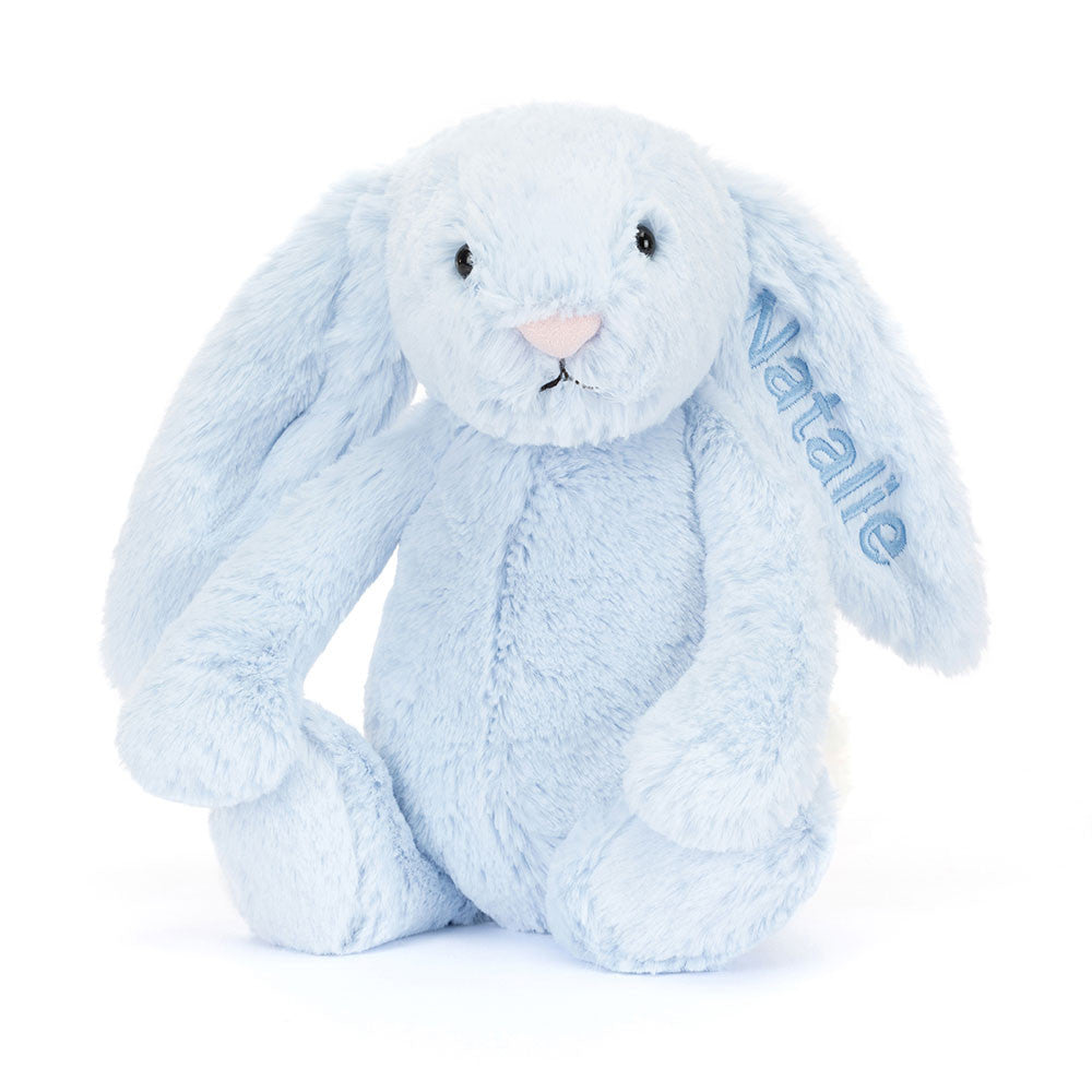 Personalised Bashful Blue Bunny Medium